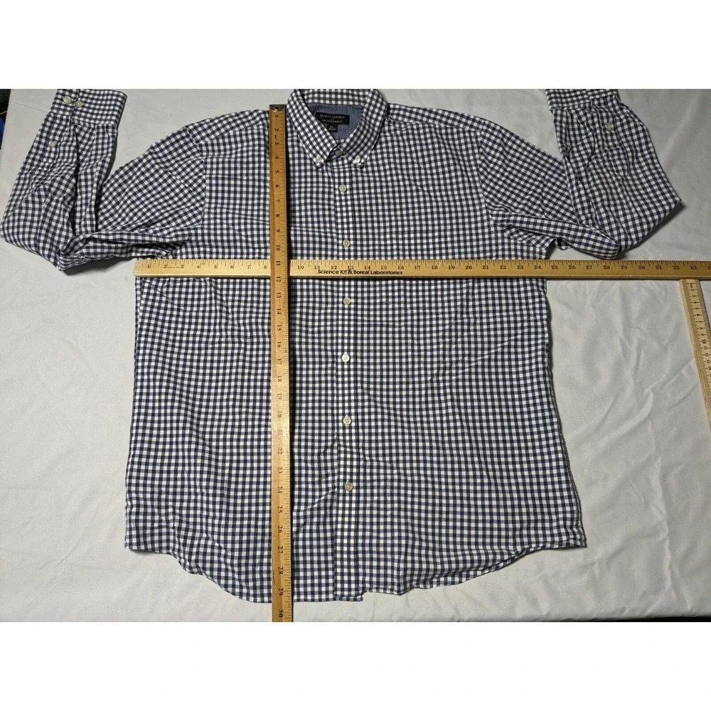 BANANA REPUBLIC SOFT WASH STANDARD FIT Men XL Blue Gingham Check Button-Up Shirt